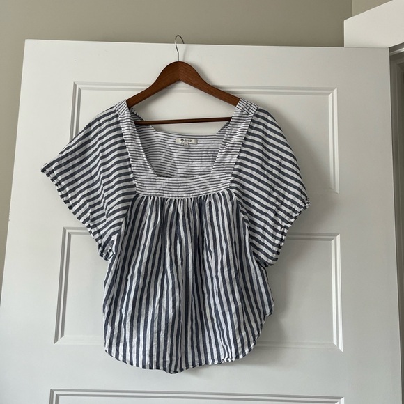 Madewell women's striped butterfly sleeve tweed short sleeve cotton (s) - Picture 6 of 9